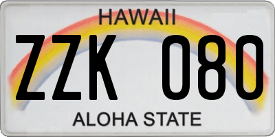 HI license plate ZZK080