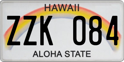 HI license plate ZZK084