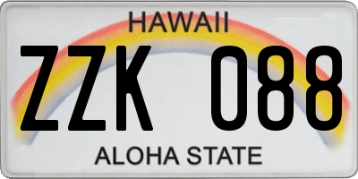 HI license plate ZZK088