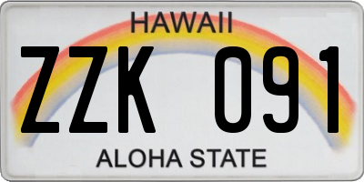 HI license plate ZZK091