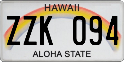 HI license plate ZZK094