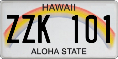 HI license plate ZZK101