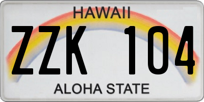 HI license plate ZZK104