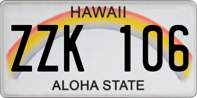 HI license plate ZZK106