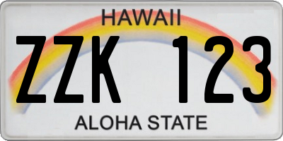 HI license plate ZZK123