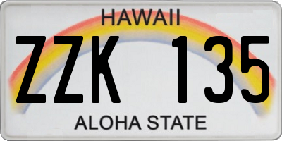 HI license plate ZZK135