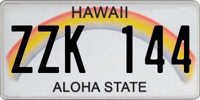 HI license plate ZZK144