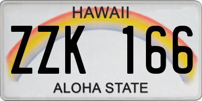 HI license plate ZZK166