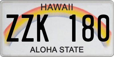 HI license plate ZZK180