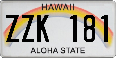 HI license plate ZZK181