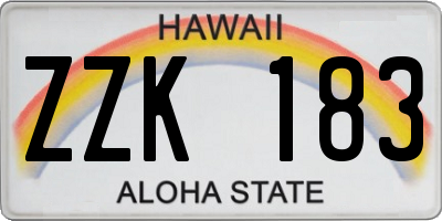 HI license plate ZZK183