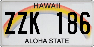 HI license plate ZZK186