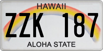 HI license plate ZZK187