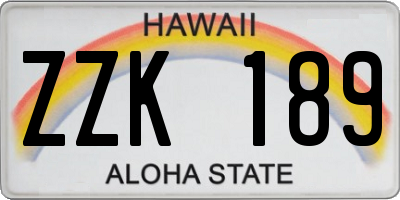 HI license plate ZZK189
