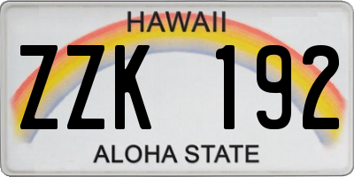 HI license plate ZZK192