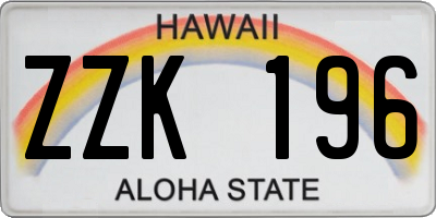 HI license plate ZZK196