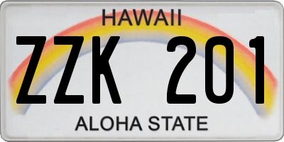 HI license plate ZZK201