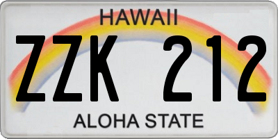 HI license plate ZZK212