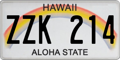 HI license plate ZZK214