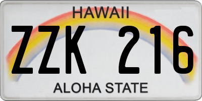 HI license plate ZZK216