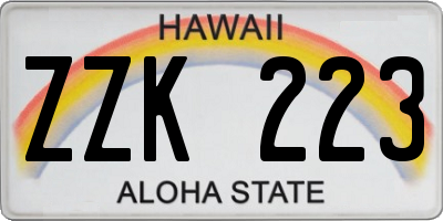 HI license plate ZZK223