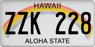 HI license plate ZZK228