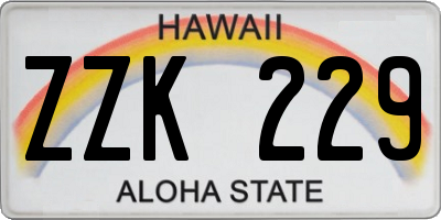 HI license plate ZZK229