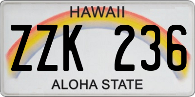 HI license plate ZZK236