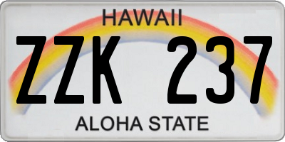 HI license plate ZZK237