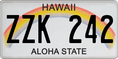 HI license plate ZZK242