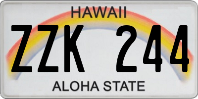 HI license plate ZZK244