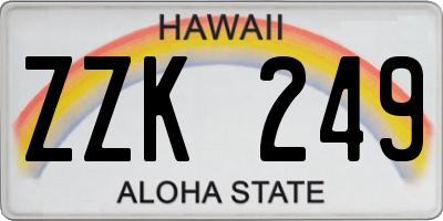 HI license plate ZZK249