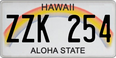 HI license plate ZZK254