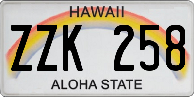 HI license plate ZZK258