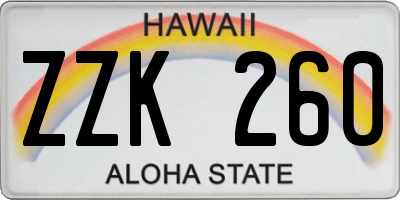 HI license plate ZZK260