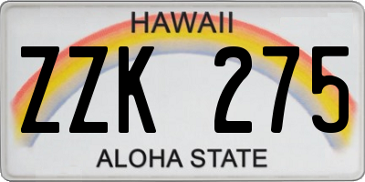 HI license plate ZZK275