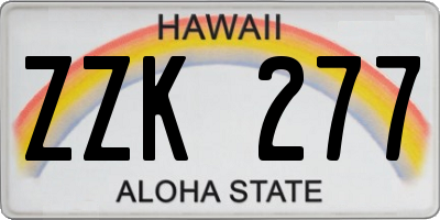HI license plate ZZK277