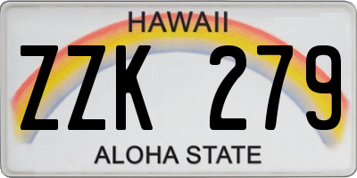 HI license plate ZZK279
