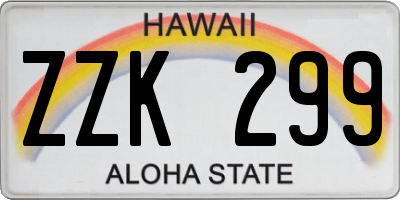 HI license plate ZZK299