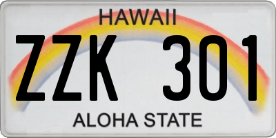 HI license plate ZZK301