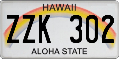 HI license plate ZZK302