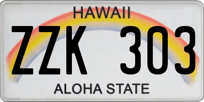 HI license plate ZZK303