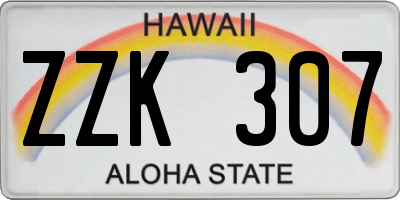 HI license plate ZZK307