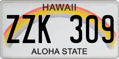 HI license plate ZZK309