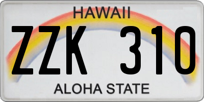 HI license plate ZZK310