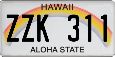 HI license plate ZZK311