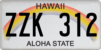 HI license plate ZZK312