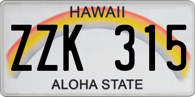 HI license plate ZZK315