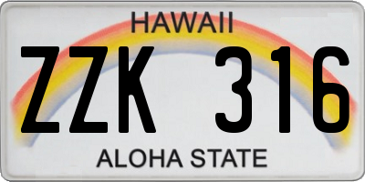 HI license plate ZZK316