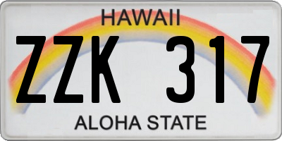 HI license plate ZZK317